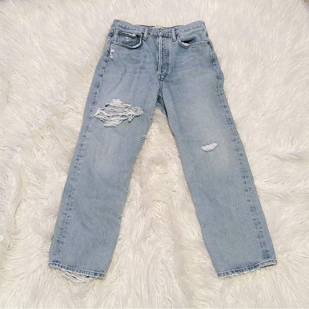 Agolde 90s Jeans Light Wash Blue Distressed